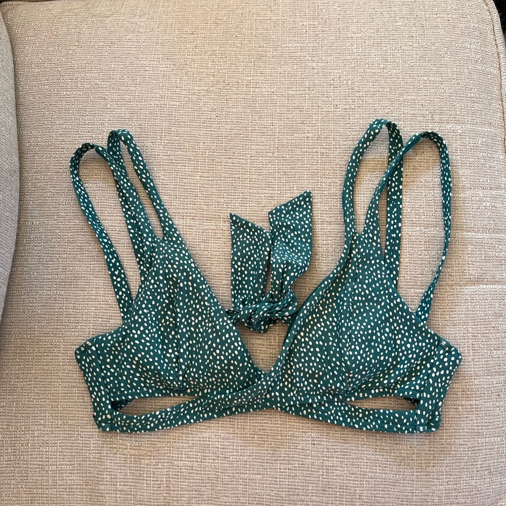 O’Neill Wrap Green Polka Dot Bikini Top